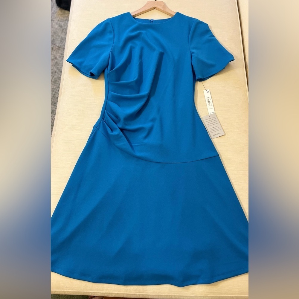 Maggy London Dress - Women's 6 Blue - Gathered A-Line Flutter Sleeve